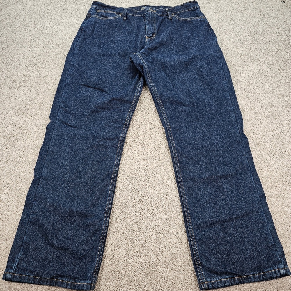 Cabelas Women Jeans Dark‎ Wash Flannel Lined Straight Leg  Size 14 Short